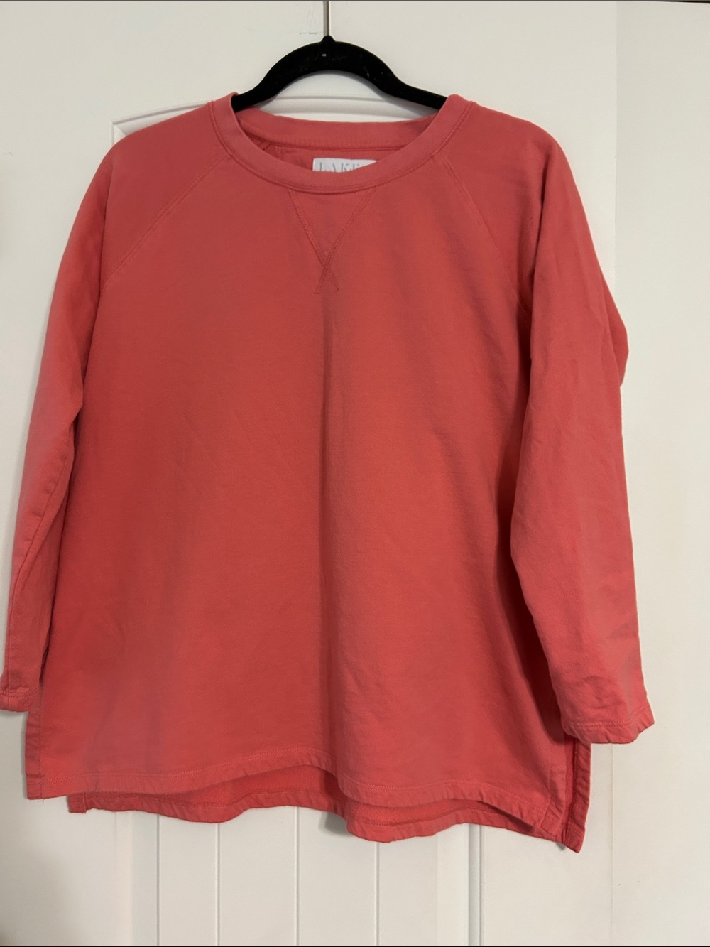 Relaxed Coral Crewneck Sweater - Women's Scoop Neck